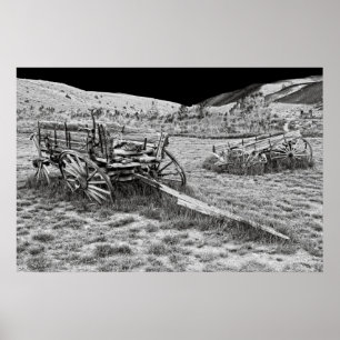 POSTER WAGONS ABANDONNÉS DE BANNACK MONTANA GHOST TOWN