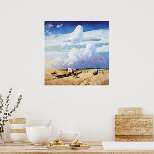 Poster "Wagons couverts" Art occidental par NC Wyeth (Cuisine)