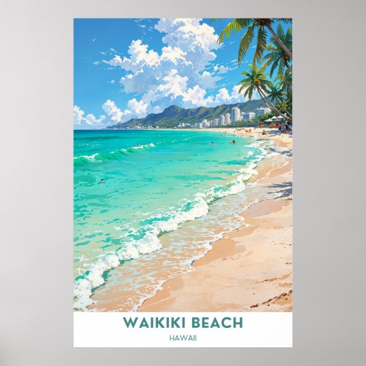 Poster Waikiki Beach, Hawaii (Devant)