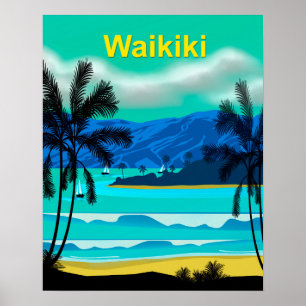 Poster Waikiki Hawaii Travel