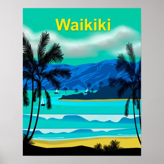 Poster Waikiki Hawaii Travel (Devant)