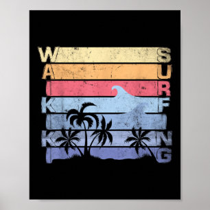 Poster Waikiki Surf Surfer Planche Vintage Surf Plage Ma