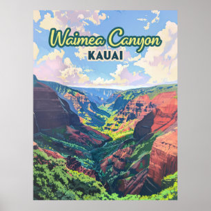 Poster Waimea Canyon Kauai Hawaii Paysage Rétro
