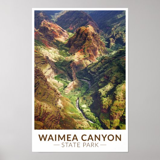 Poster Waimea Canyon State Park Hawaii Watercolor (Devant)