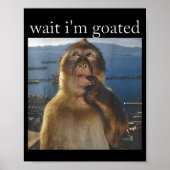 Poster Wait I'm Goated Funny Thinking Monkey Meme Gen Z H (Devant)