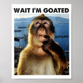 Poster Wait I'm Goated Y2k Funny Thinking Monkey Meme Bra (Devant)