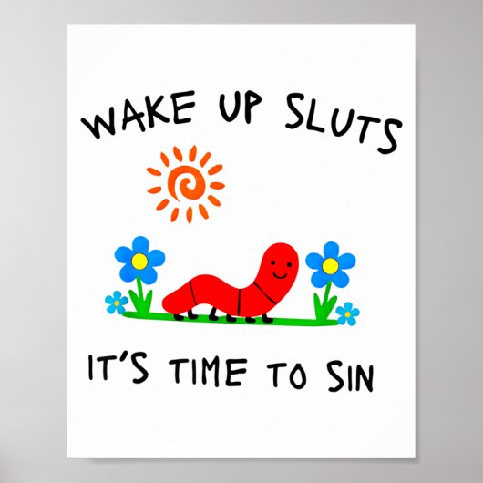 Poster Wake Up S It's Time To Sin Funny Animal Meme (Devant)