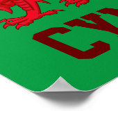 Poster Wales Red Dragon - fond vert (Coin)