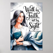Poster Walk By Faith - Christian Wall Art for Women (Devant)