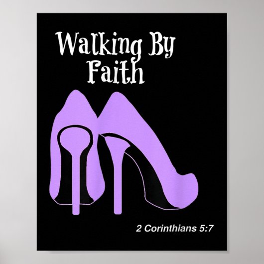 Poster Walk By Faith Graphic Christian Design With Purple (Devant)