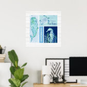 Poster Wall Art Beach Ocean Shore Turtle Seahorse (Bureau à domicile)