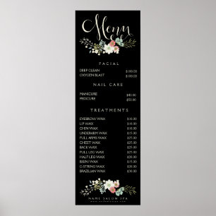 Poster Wall Imprimer Salon Spa Beauticier Menu Tarifs