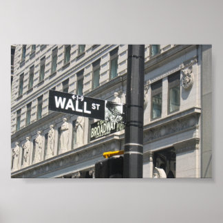 Poster Wall Street et Broadway, New York