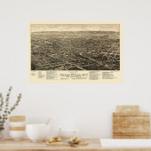 Poster Walla Walla, WA Carte panoramique - 1884 (Cuisine)