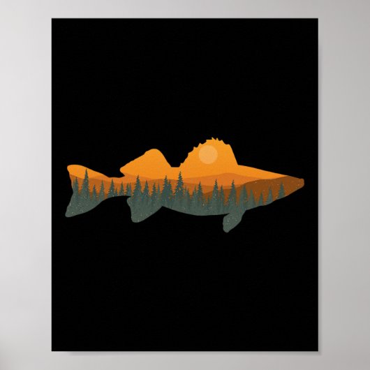 Poster Walleye Fishing Forest Nature Pêcheur de la faune (Devant)