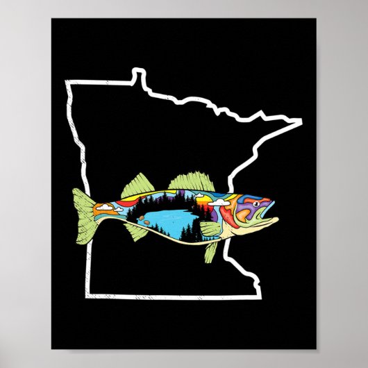Poster Walleye Fishing Wal, pêcheur d'eau douce (Devant)