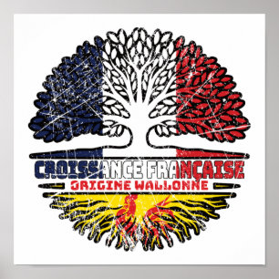 Poster Wallonie Français wallon France Arbre Racines Drap