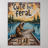 Poster Wanderer à quai : Raccoon au lac (Devant)