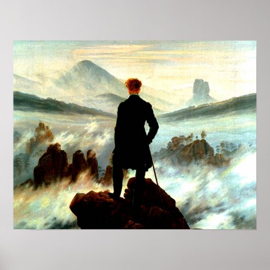 Poster Wanderer Above The Sea Of Fog By Caspar David Frie (Devant)