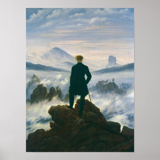 Poster Wanderer au-dessus de la mer de brouillard par Cas (Devant)