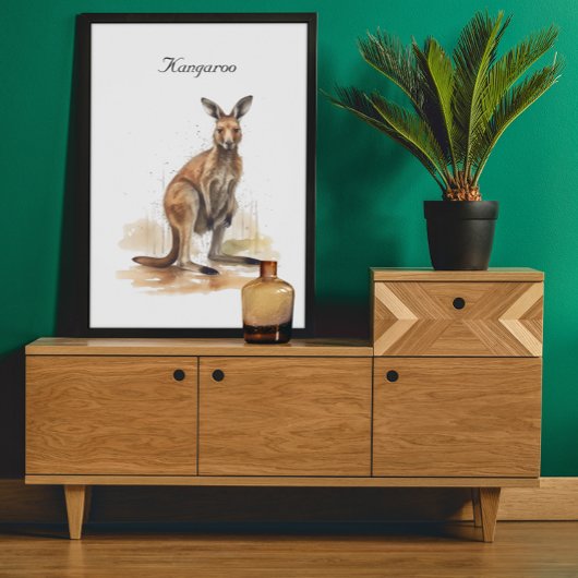 Poster Wanderer extérieur : aquarelle Kangaroo personnali
