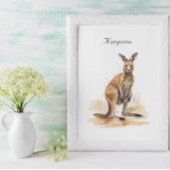 Poster Wanderer extérieur : aquarelle Kangaroo personnali