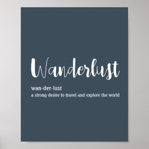Poster Wanderlust définition blanc gris bleu couleur