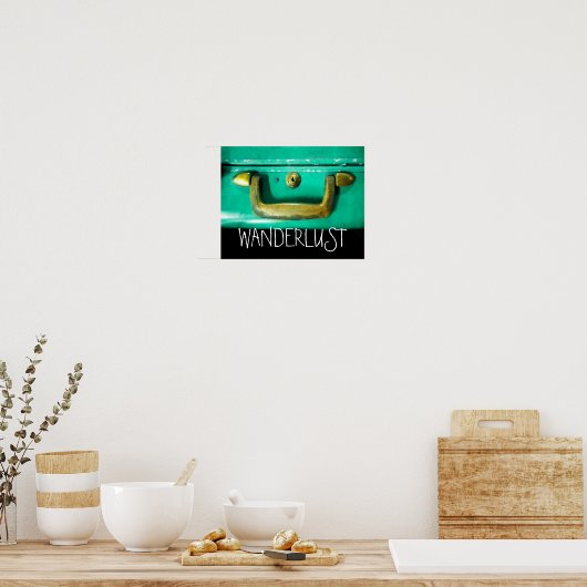 poster wanderlust met koffer (Keuken)