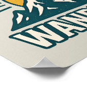 Poster Wanderlust Retro Teal Mountain Sunrise Hiking Art (Coin)