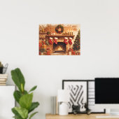 Poster Warm Christmas Fireplace Scene (Bureau à domicile)