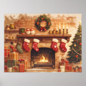 Poster Warm Christmas Fireplace Scene (Devant)