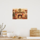 Poster Warm Christmas Fireplace Scene (Cuisine)