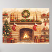 Poster Warm Christmas Fireplace Scene (Devant)