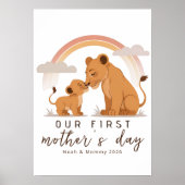 Poster Warm Lion Mom Baby First Mothers Day Calm Love Art (Devant)