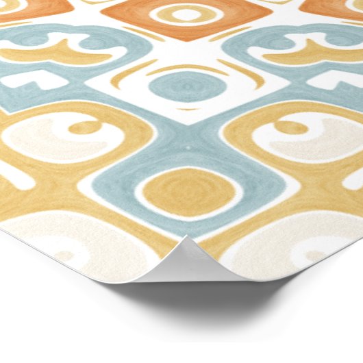 Poster Warm Orange and Gray Geometric Mandala Pattern (Coin)