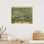 Poster Warren, OH Carte panoramique - 1870 (Cuisine)