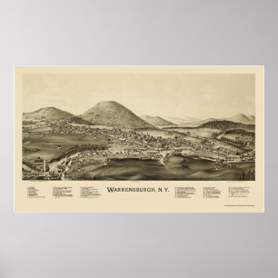 Poster Warrensburg, carte panoramique de NY - 1891