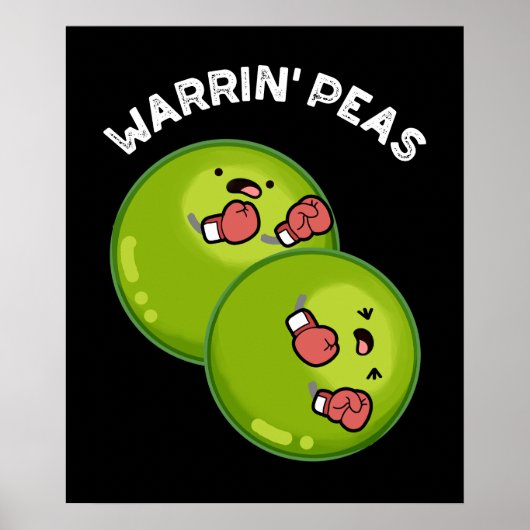 Poster Warrin Peace Funny Pea Pun Dark BG (Devant)