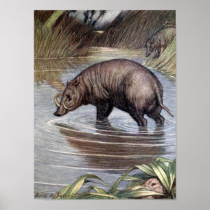Poster Warthog par Louis Sargent, Vintage Wild Animals