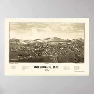 Poster Warwick, carte panoramique de NY - 1887