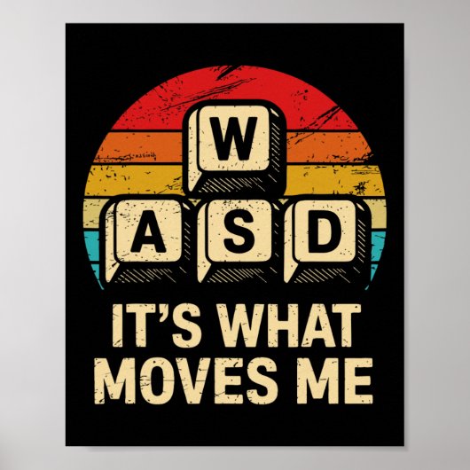 Poster Wasd C'est Ce Qui Me Fait Bouger Drôle Rétro Pc Jo (Devant)