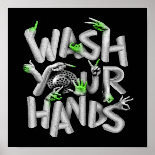 Poster Wash Your Hands Hygiene Germs