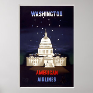 Poster Washington Capitole Américain États-Unis Vintage
