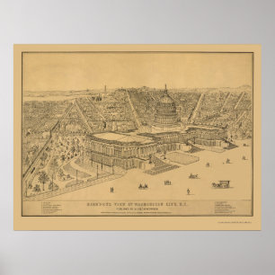 Poster Washington, carte panoramique de C.C - 1872