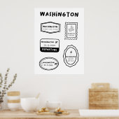 Poster Washington - Collection de timbres de voyage | Min (Cuisine)