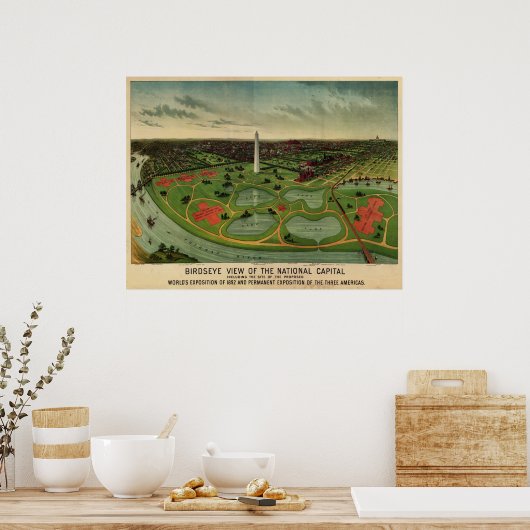 Poster Washington D.C., 1892 (E. Johnson) BigMapBlog.com (Cuisine)