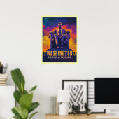 Poster Washington D.C. avec Lincoln Memorial (Bureau à domicile)