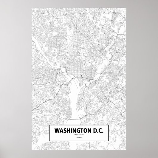 Poster Washington D.C, États-Unis (noir sur blanc) (Devant)