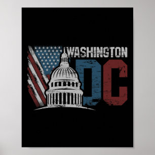 Poster Washington Dc Capitol Hill Usa Drapeau Souvenir De