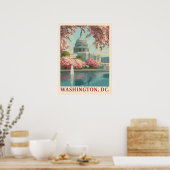 Poster Washington DC - Cherry Blossoms & Capitol Building (Cuisine)